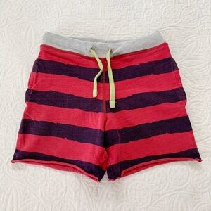 Mini Boden Cotton Drawstring Shorts, Red Stripes